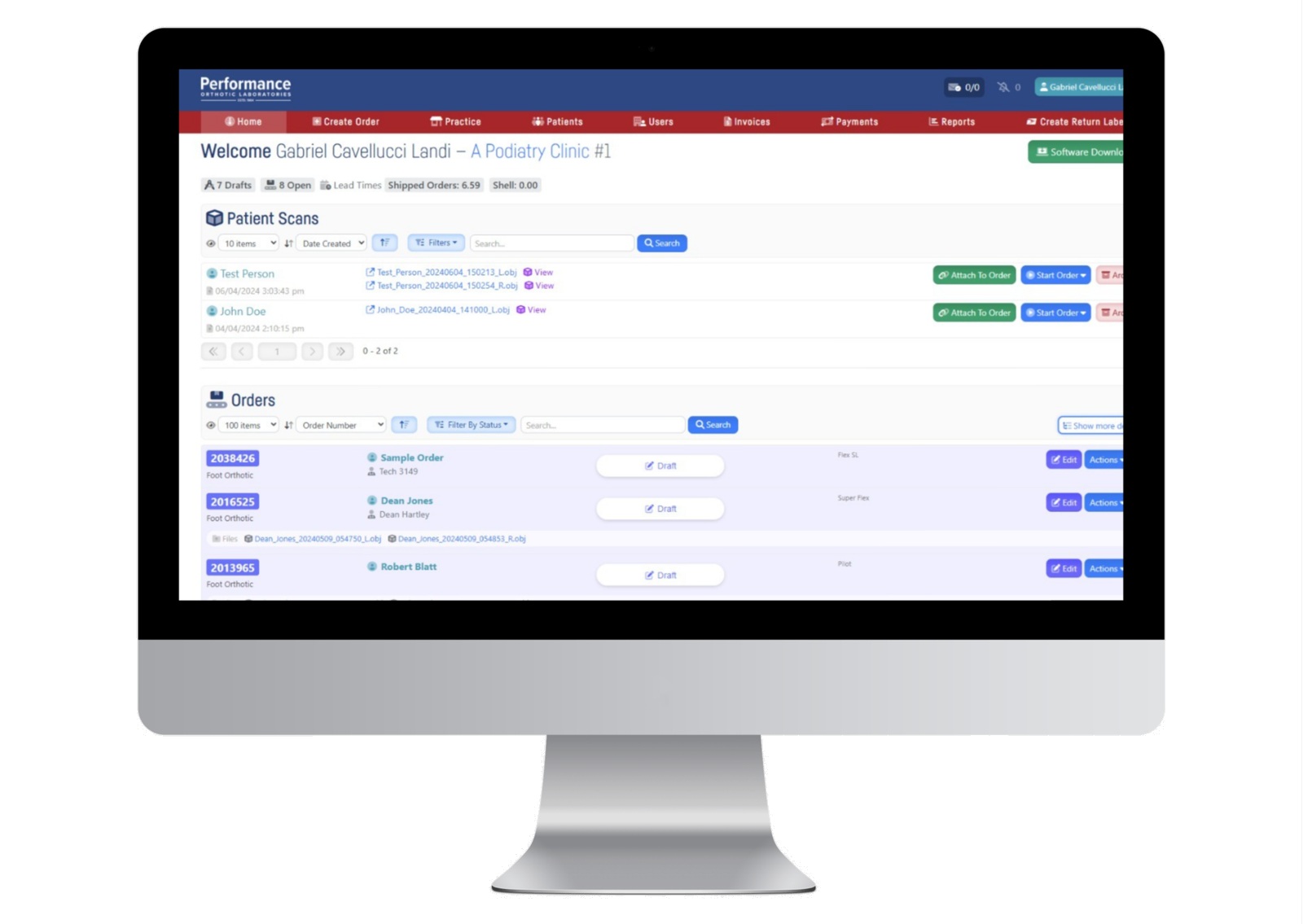 Dashboard Orders Performance Orthotic Laboratories