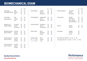 Biomechanical Exam Form Performance Orthotic Laboratories